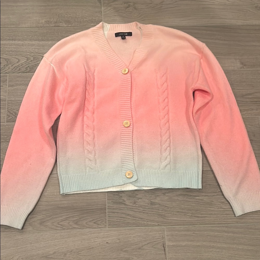 Joes Girls Pink and Blue Cardigan Sweater Size L